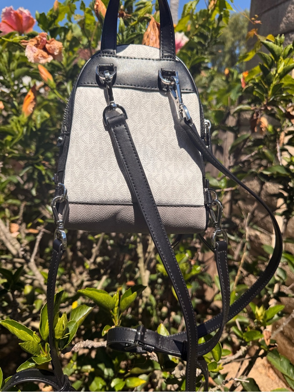 Michael Kors Two-Tone Mini Backpack in Black and Light Gray - Picture 2 of 11